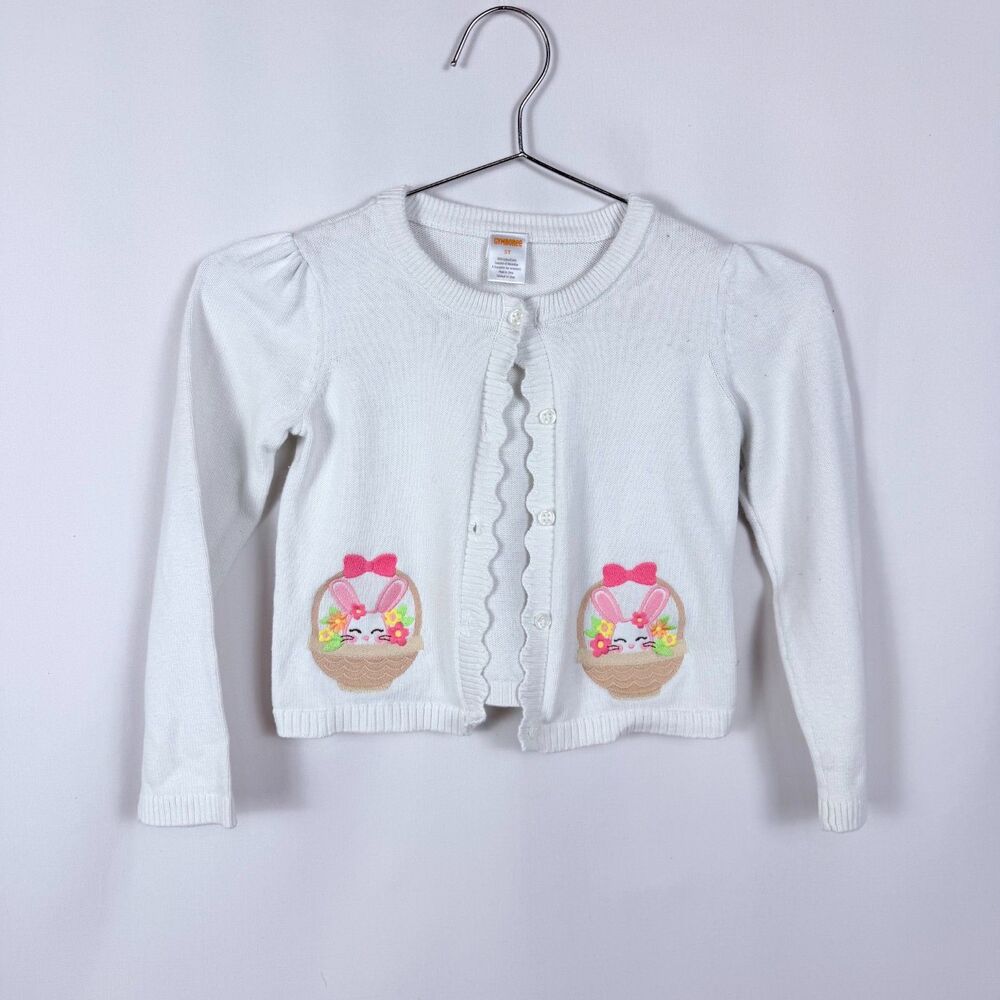 Gymboree Girls Embroidered Bunny Basket Cardigan Sweater Size 5T Spring